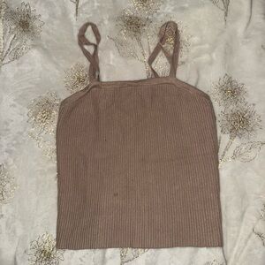 Stylish Tan Ribbed Tank Top
